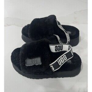 UGG Disco Slide Slippers Women's Soft Fluffy Shoes Sandals Black 8 Elastic